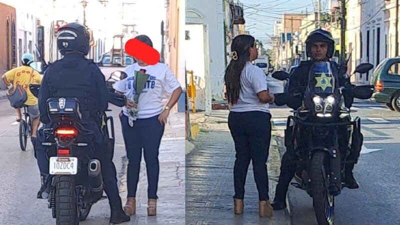 El policía tolete no existe: En Mérida un agente da cariñitos en horas de trabajo
