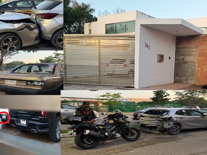 Dueño de camionetas de lujo choca, daña tres vehículos y se da a la fuga en Mérida