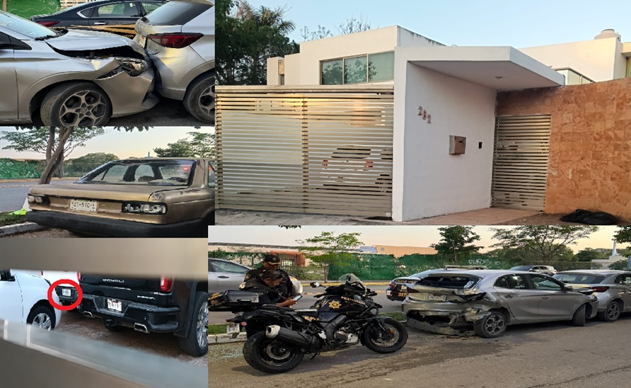 Dueño de camionetas de lujo choca, daña tres vehículos y se da a la fuga en Mérida