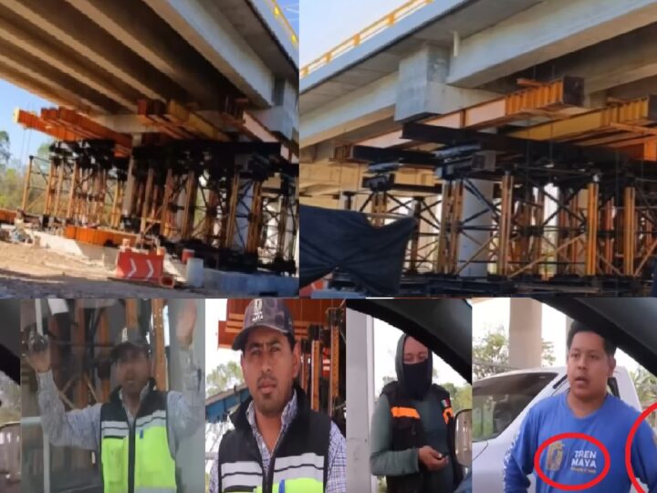 A punto de desplomarse el puente del Tramo Cinco Sur del Tren Maya: Apuntalan los pilotes para evitar su derrumbe