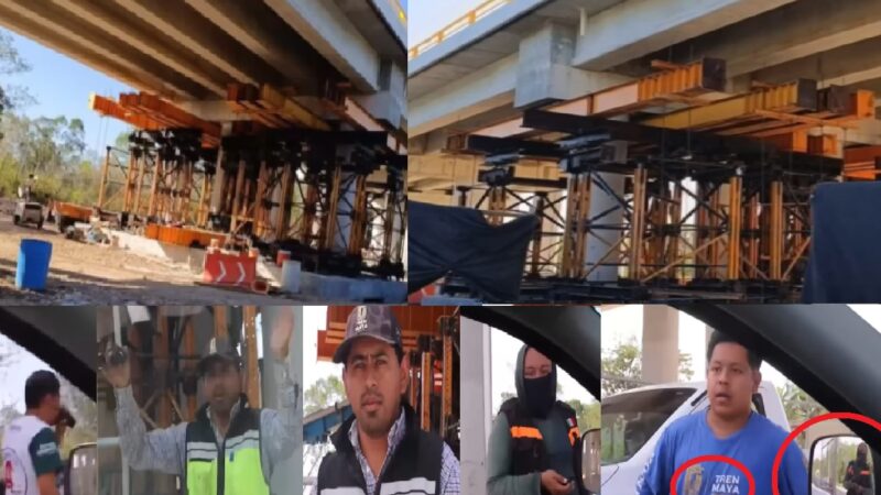 A punto de desplomarse el puente del Tramo Cinco Sur del Tren Maya: Apuntalan los pilotes para evitar su derrumbe