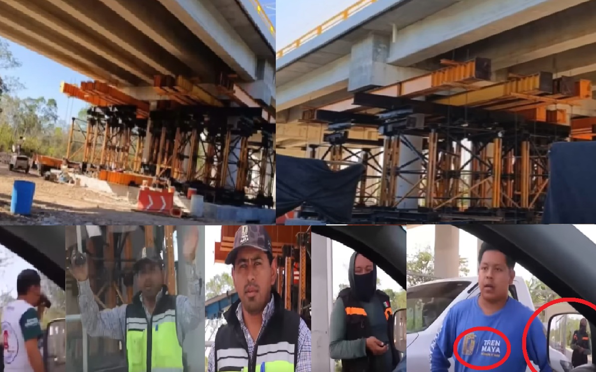 A punto de desplomarse el puente del Tramo Cinco Sur del Tren Maya: Apuntalan los pilotes para evitar su derrumbe