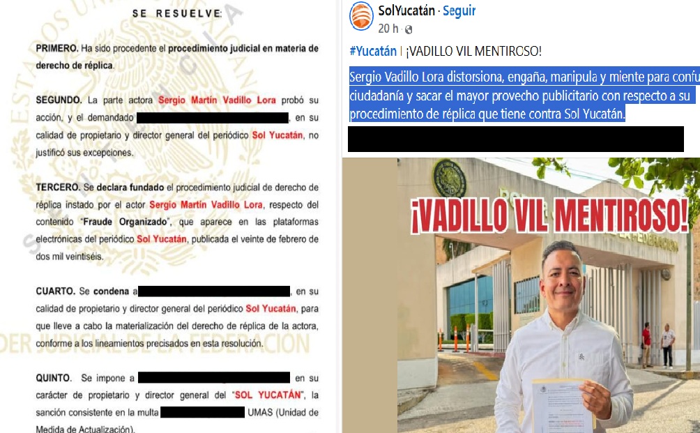 ¡VADILLO VIL MENTIROSO! le responde Sol Yucatán: El mago del dinero