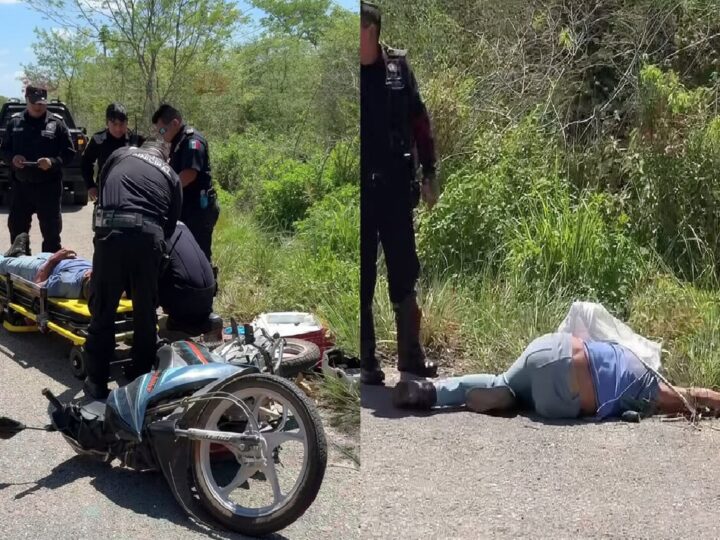Un hombre derrapa y lesiona de gravedad cuando iba en moto a Chankekén comisaria de Tizimín