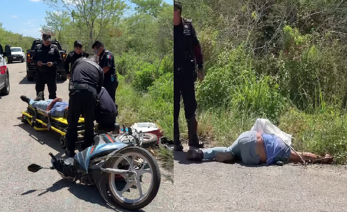 Un hombre derrapa y lesiona de gravedad cuando iba en moto a Chankekén comisaria de Tizimín