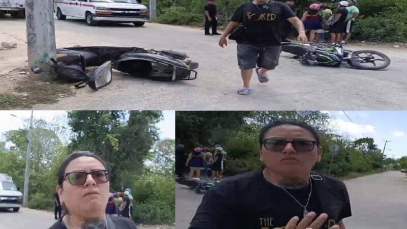 Una mujer agrede a periodista cuando cubría un accidente en vivo en Tekax