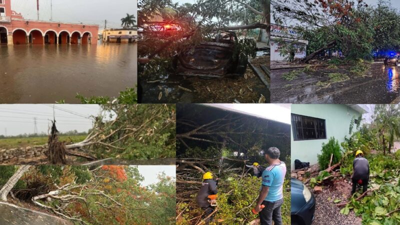 Turbonada sepulta bajo el agua Maxcanú, y deja arboles caídos en Mérida, Dzilam González, Kanasín y otros municipios.