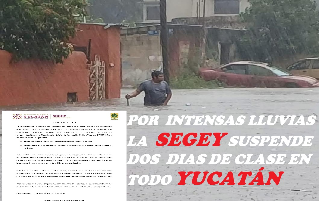 La Segey suspende dos días clases por intensas lluvias y encharcamientos en escuelas de Yucatán