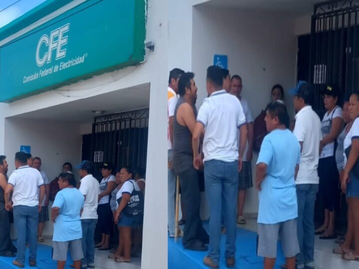 Ciudadanos protestan en las oficinas de la CFE en Acanceh, exigen mejores servicios