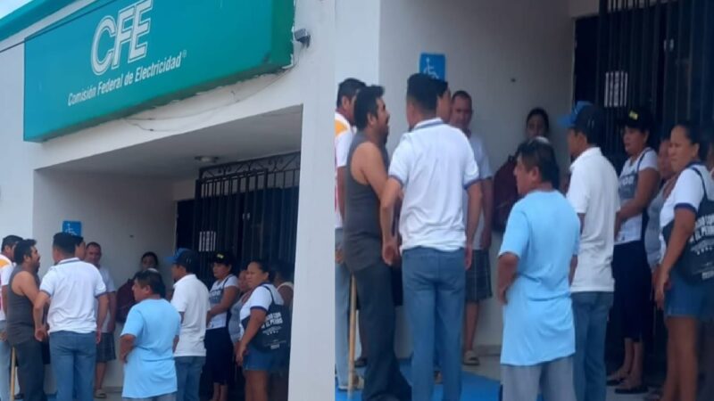 Ciudadanos protestan en las oficinas de la CFE en Acanceh, exigen mejores servicios