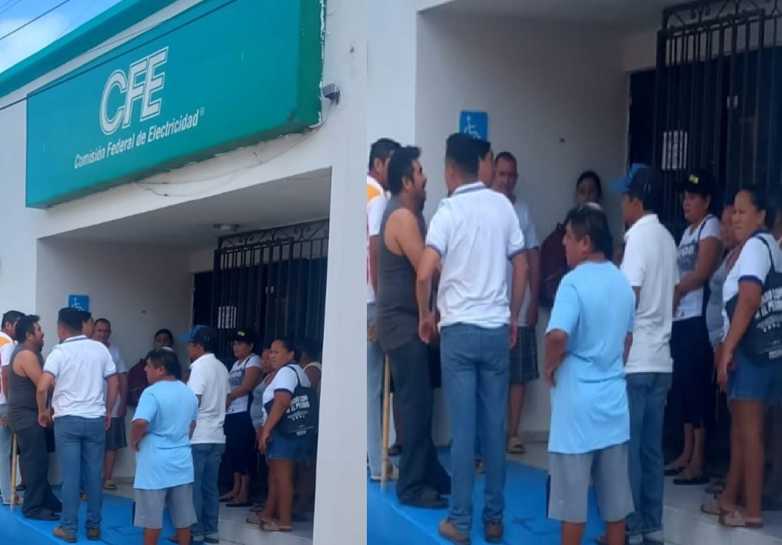 Ciudadanos protestan en las oficinas de la CFE en Acanceh, exigen mejores servicios