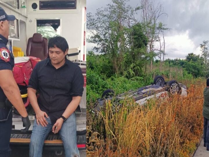 Un automovilista se salvó de morir en una aparatosa volcadura en la Temax- Buctzotz