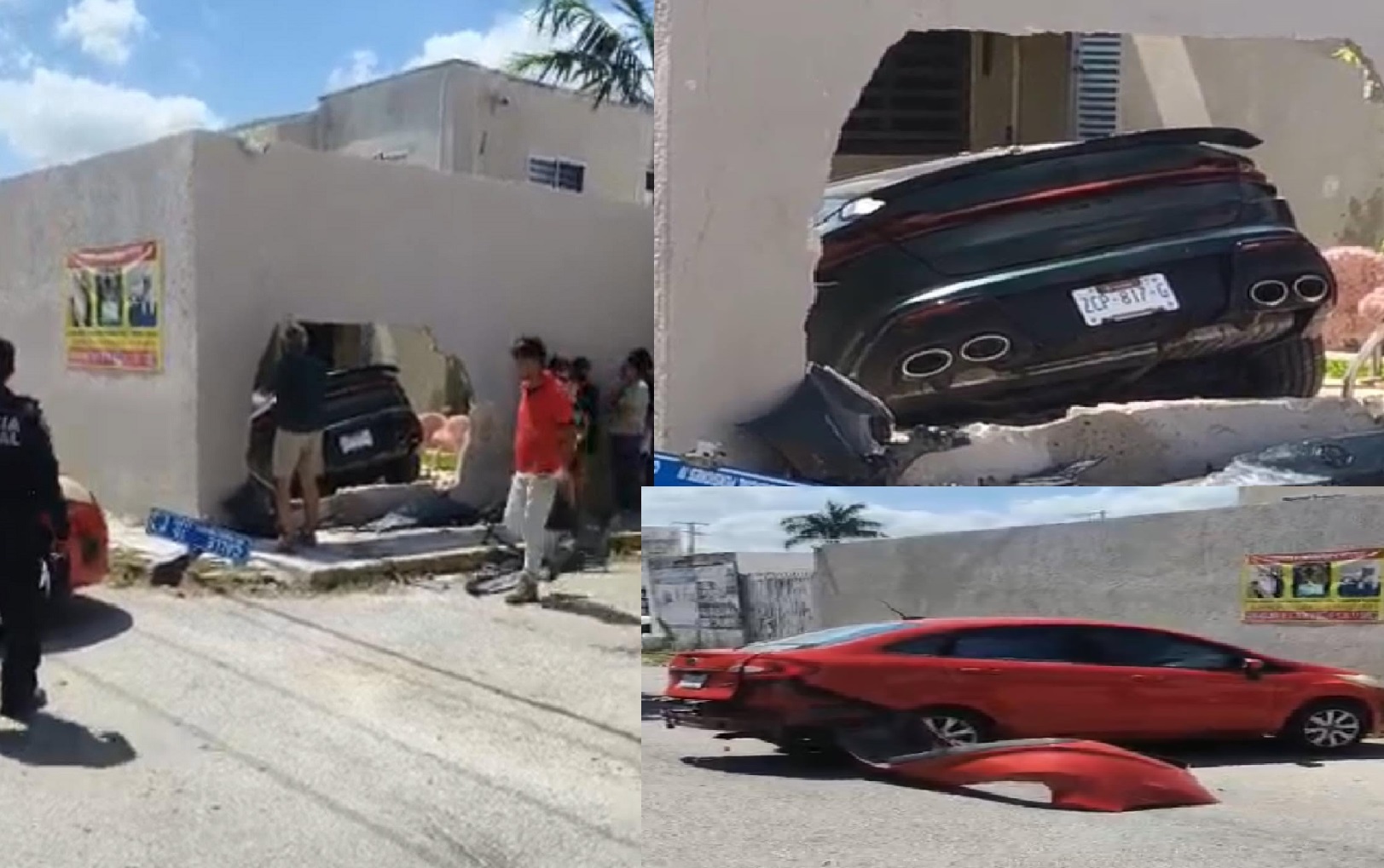 El conductor de un MG lo chocan y termina en una piscina en Residencial Pensiones III