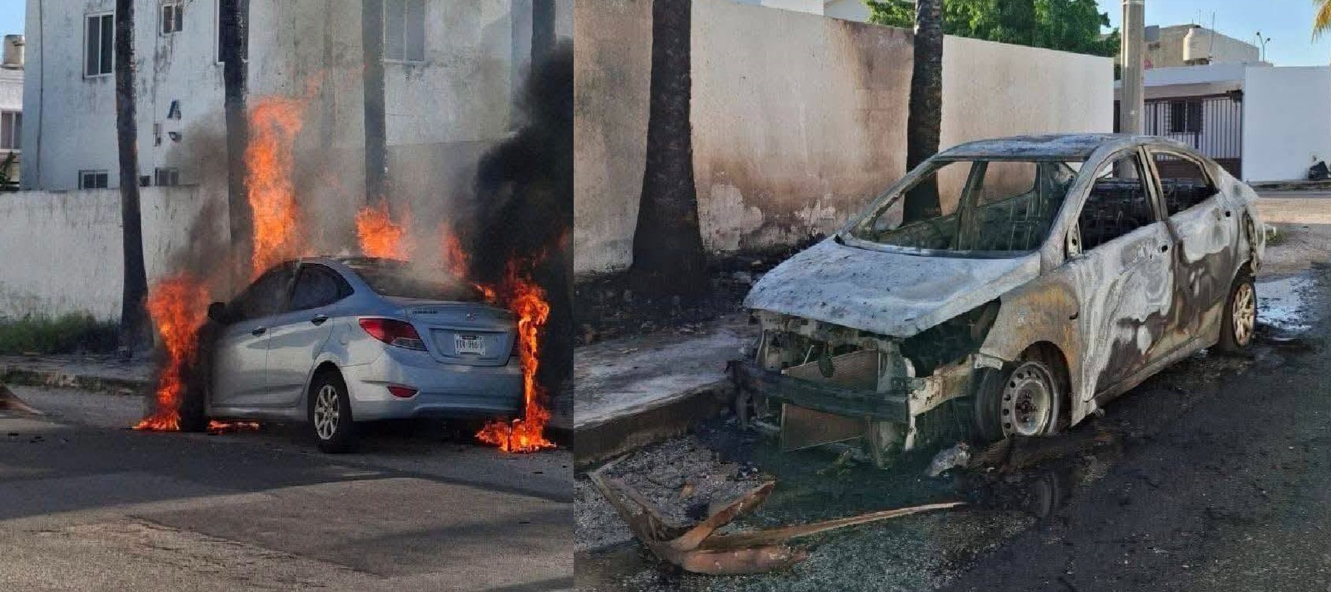 Se quema su vehículo en Real Montejo: Un corto circuito en cables de alta tensión causo el incendio