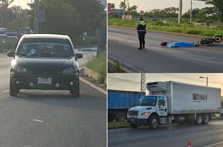 Motociclista muere en la carretera Mérida-Cancún: Lo golpea un Chevy y lo aplasta un tráiler