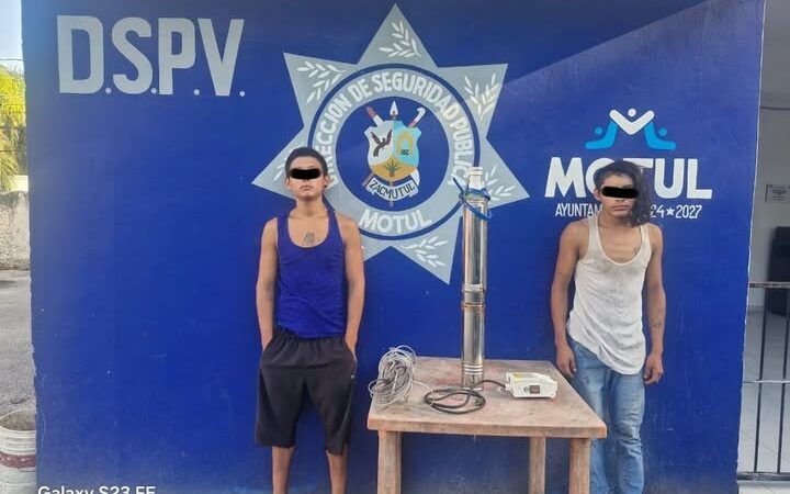 Par de ratas roban un abomba sumergible y los detiene la policía de Motul