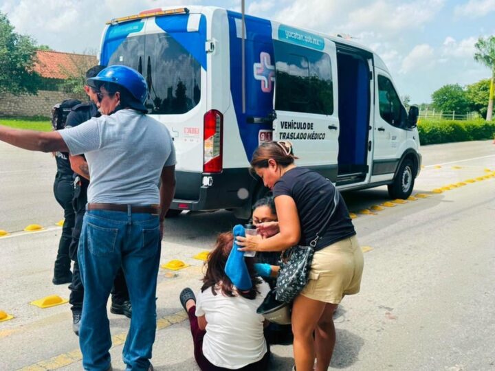 Abuelito derrapa con su hija y nieta en el entronque Kini- Sacapuc: Los tres resultaron lesionados