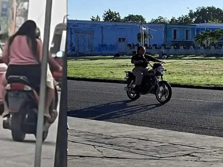 La hija del presidente y mujeres Policías violan el reglamento de tránsito en Cansahcab: Andan sin casco