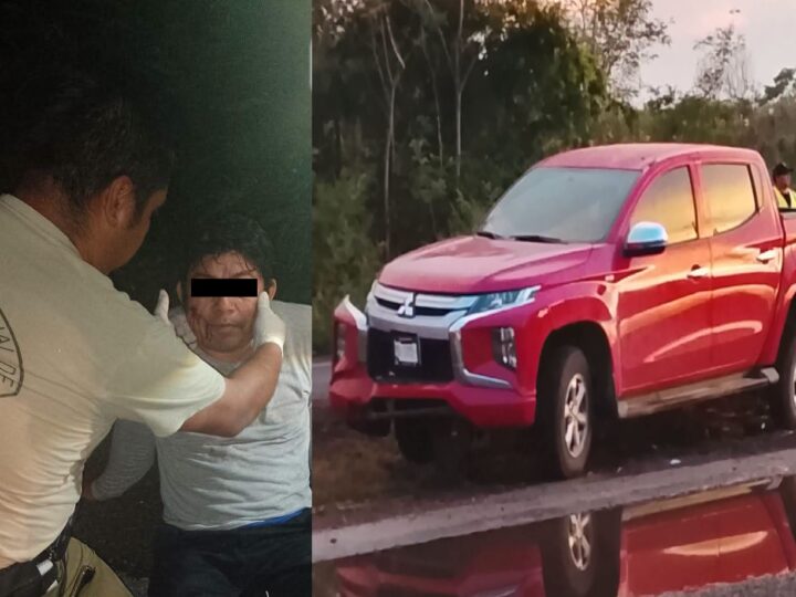 Un motociclista derrapo en la Baca- Motul y un automovilista salió en la Baca Mococha
