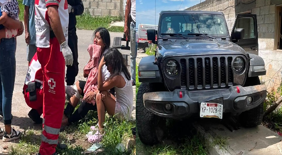 Madre y sus dos hijas quedan lesionadas: se volaron un alto y las chocan en calles de Tizimín