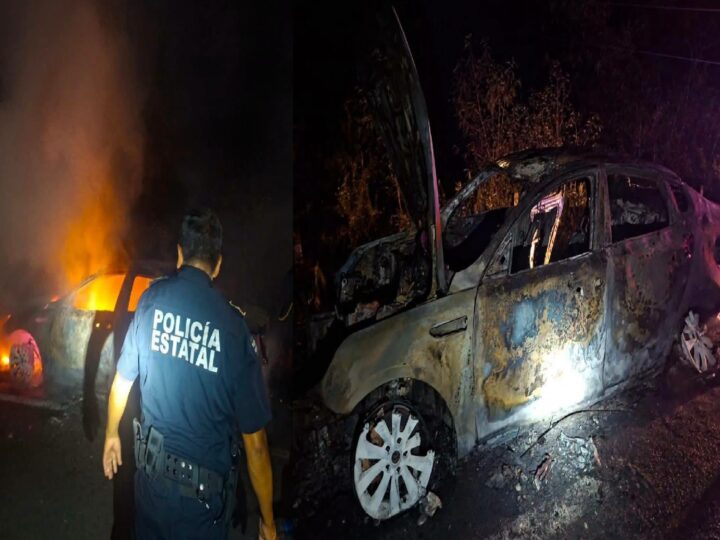Un joven conductor no llegó a Mérida, se incendió su automóvil en el tramo Tekit- Telchaquillo