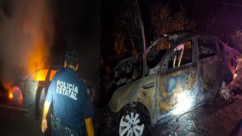 Un joven conductor no llegó a Mérida, se incendió su automóvil en el tramo Tekit- Telchaquillo