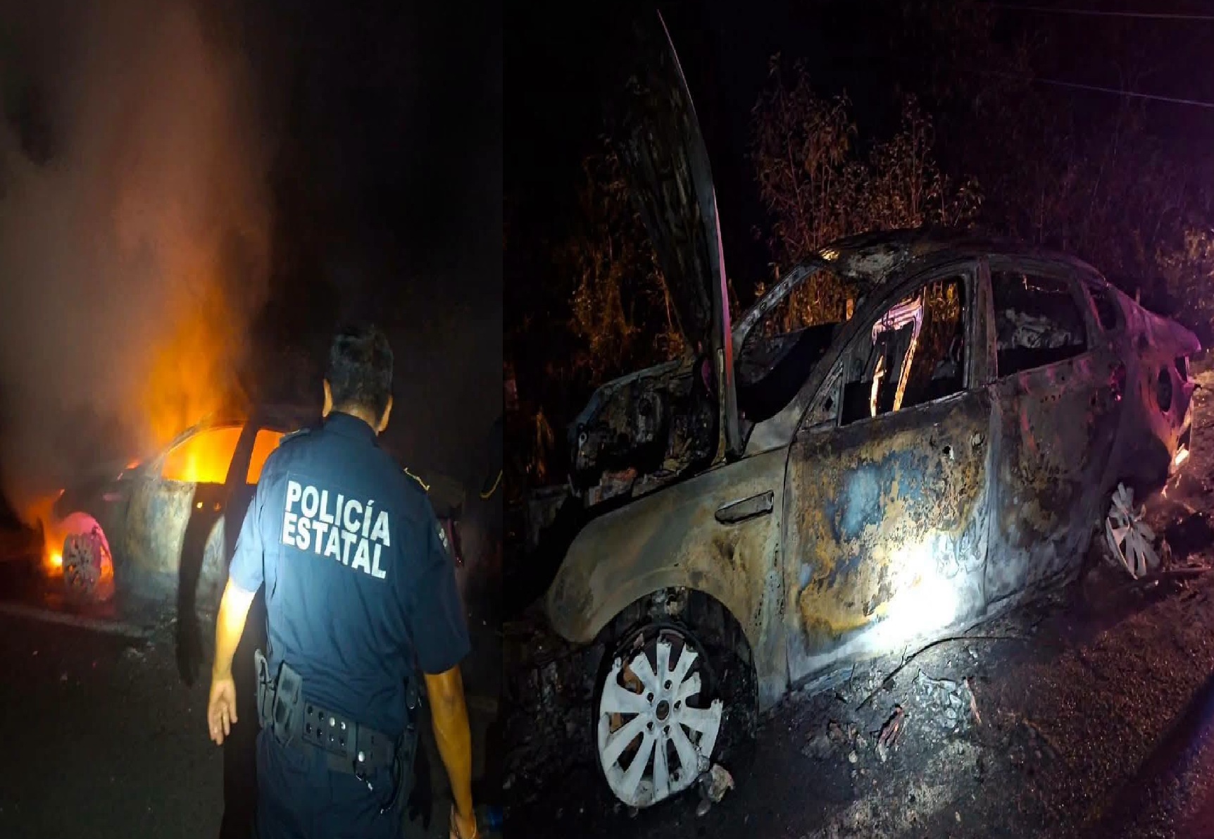 Un joven conductor no llegó a Mérida, se incendió su automóvil en el tramo Tekit- Telchaquillo