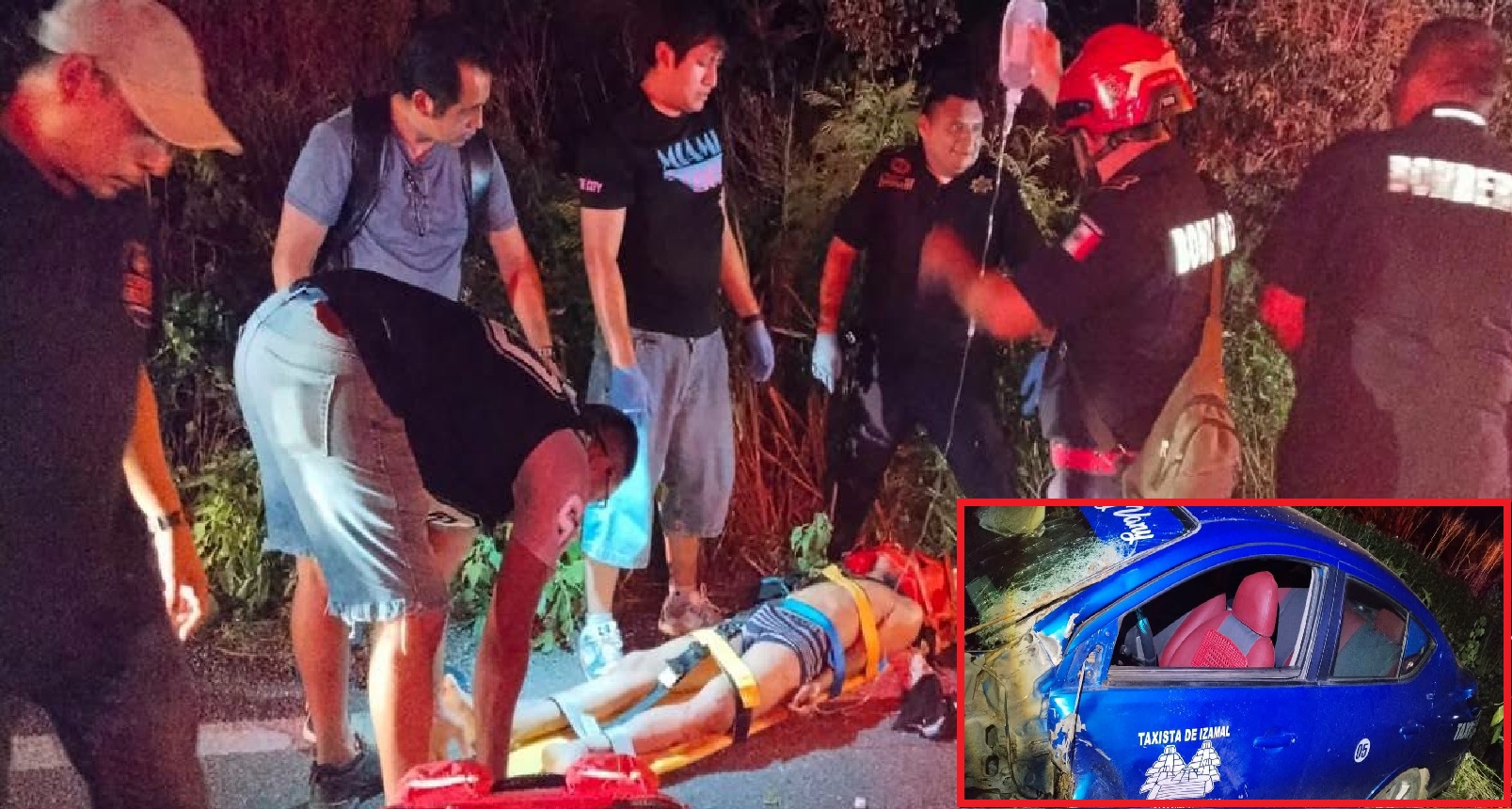 Un taxista de Izamal choca y lesiona a dos motociclistas, luego cobardemente se da a la fuga