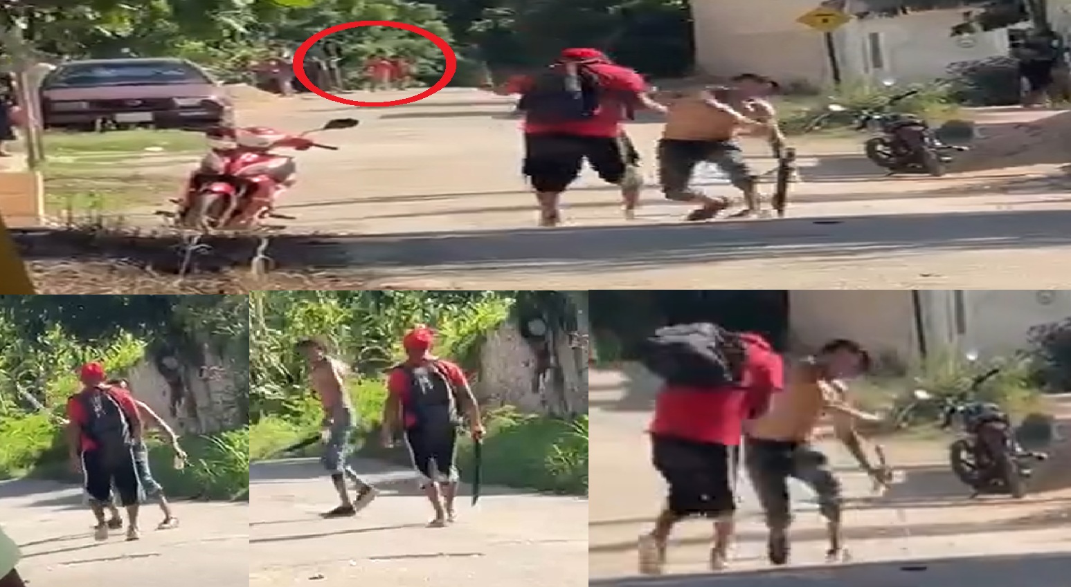 Dos sujetos ebrios y drogados se garran a pedradas y machetazos en Calotmul: Ponen en peligro a niños  
