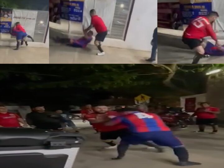 Jugadores se agarran a golpes después de un partido de futbol en el deportivo Villa Palmira