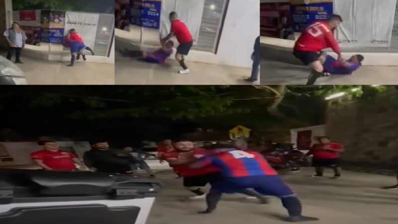 Jugadores se agarran a golpes después de un partido de futbol en el deportivo Villa Palmira