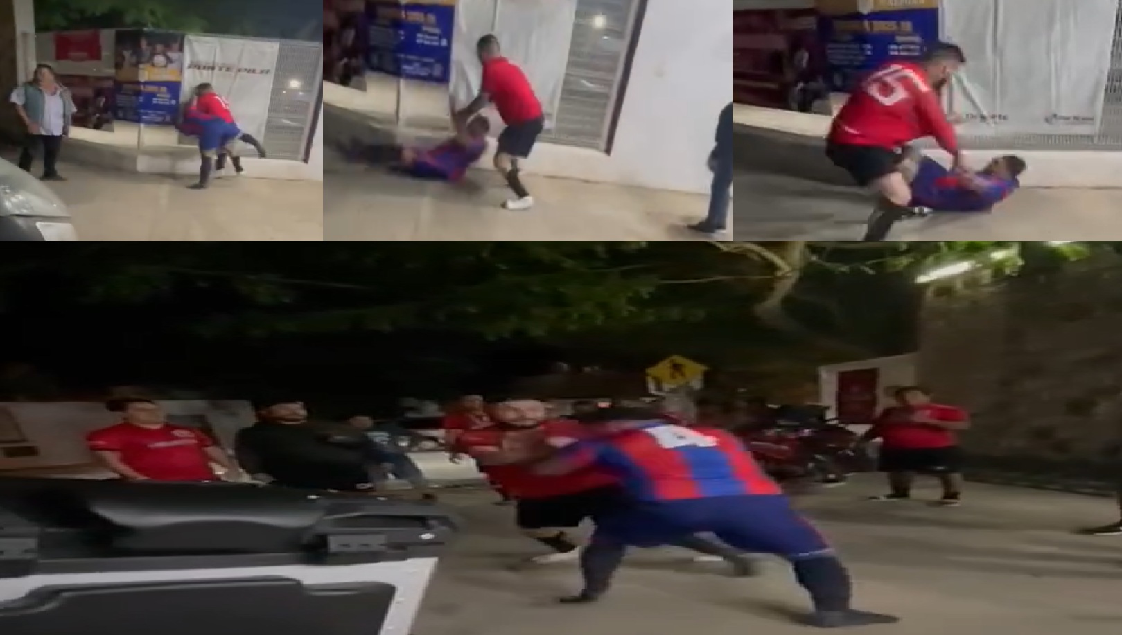 Jugadores se agarran a golpes después de un partido de futbol en el deportivo Villa Palmira