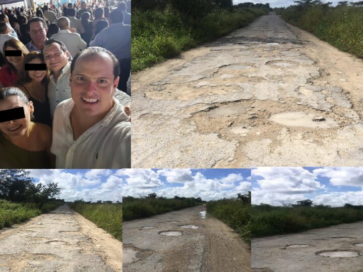 Gobierno de cuartaT, promesas incumplidas, carretera a Cenotillo llena de baches