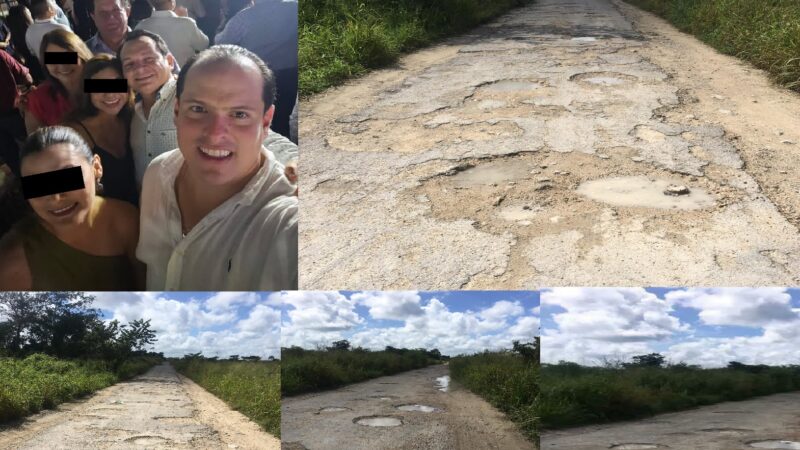 Gobierno de cuartaT, promesas incumplidas, carretera a Cenotillo llena de baches