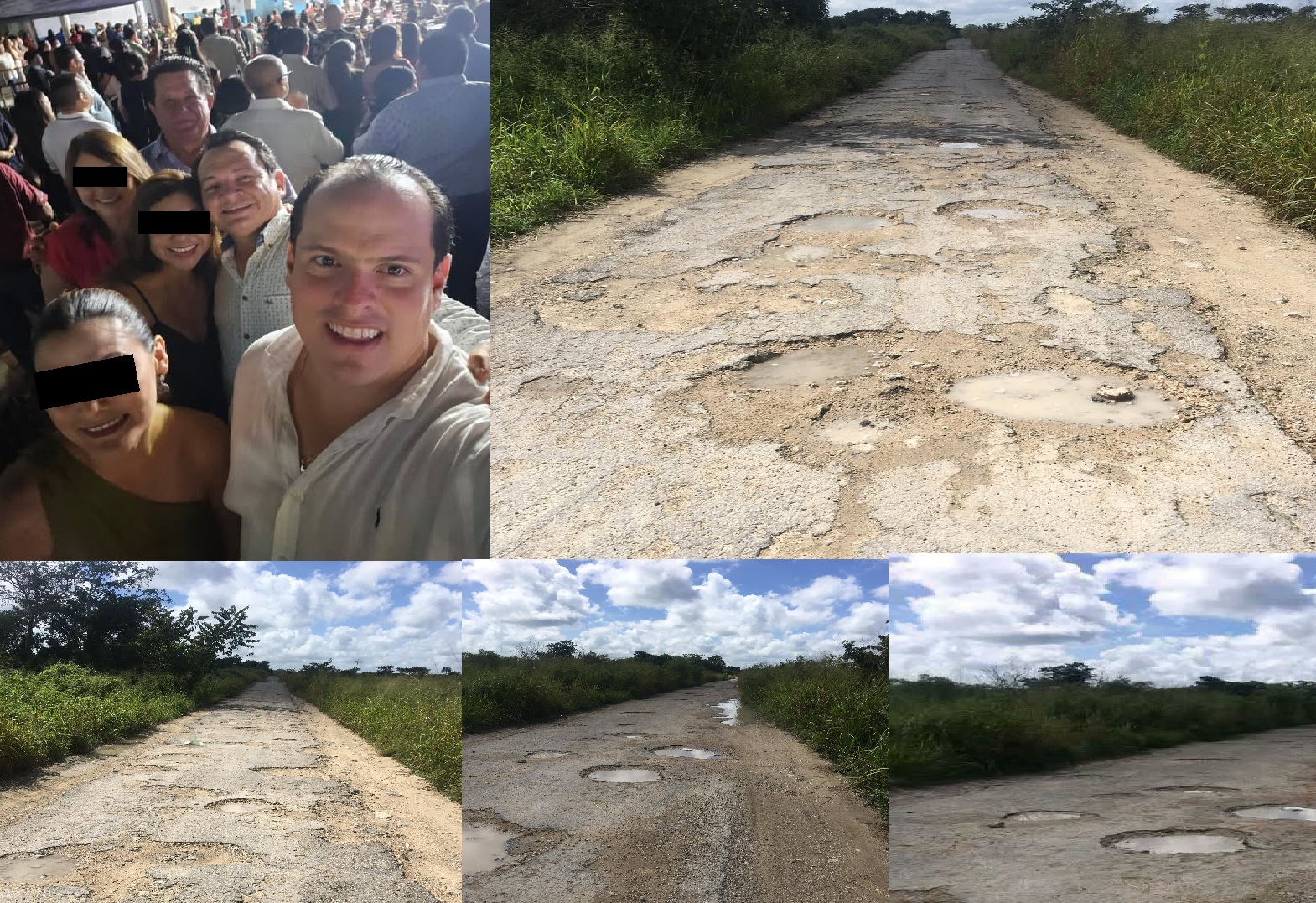 Gobierno de cuartaT, promesas incumplidas, carretera a Cenotillo llena de baches