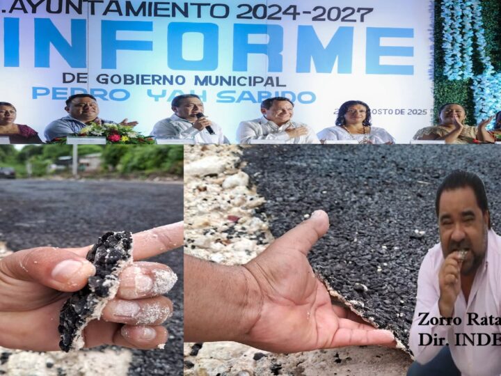 Al estilo Zorro el alcalde de Tahdziú entregó millonarias calles “alfombra”: Se levantan con las manos