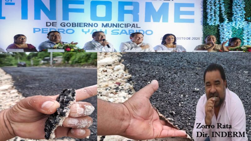 Al estilo Zorro el alcalde de Tahdziú entregó millonarias calles “alfombra”: Se levantan con las manos