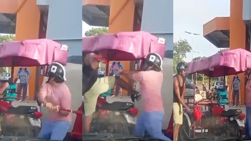 Mototaxista de Kanasín de un batazo arreglan sus problemas con otro mototaxista