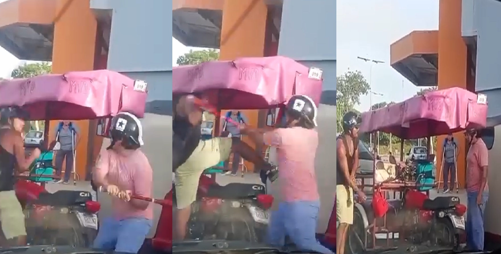 Mototaxista de Kanasín de un batazo arreglan sus problemas con otro mototaxista