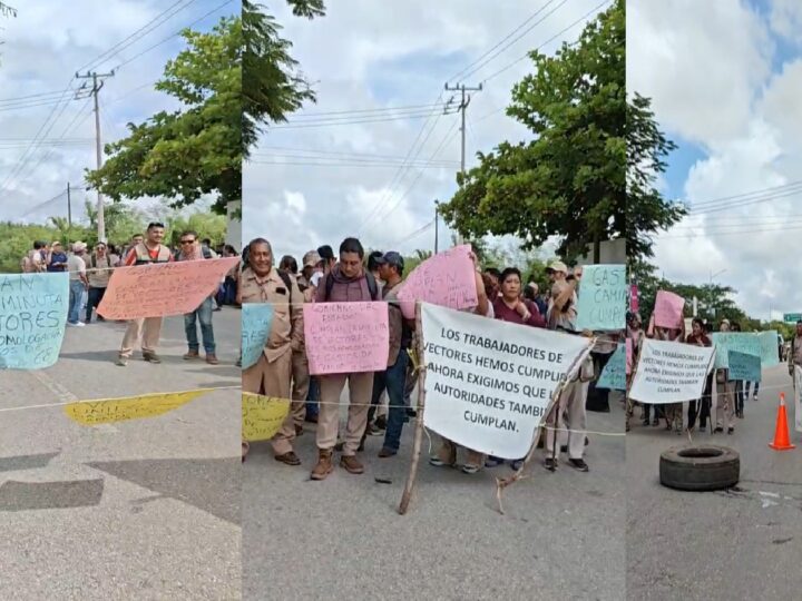 Trabajadores de vectores de la SSY bloquean el Periférico de Mérida: Exigen el pago de gastos de caminos