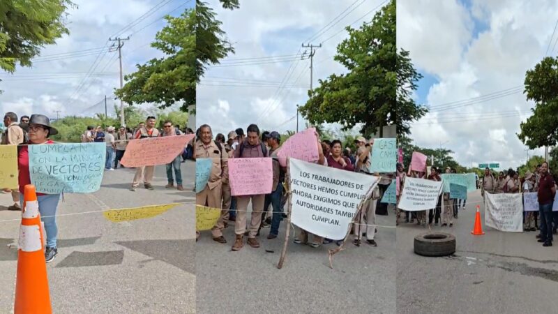 Trabajadores de vectores de la SSY bloquean el Periférico de Mérida: Exigen el pago de gastos de caminos