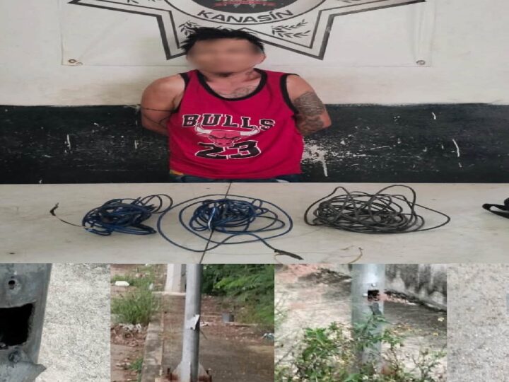 Detienen a un rata robando cables del alumbrado publico en un fraccionamiento en Kanasín