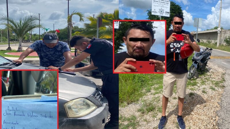 Un joven lo chocan en la carretera costera, luego un sujeto lo amedrenta en una caseta policiaca en Dzidzantún