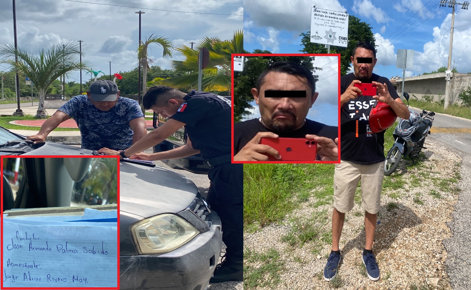 Un joven lo chocan en la carretera costera, luego un sujeto lo amedrenta en una caseta policiaca en Dzidzantún