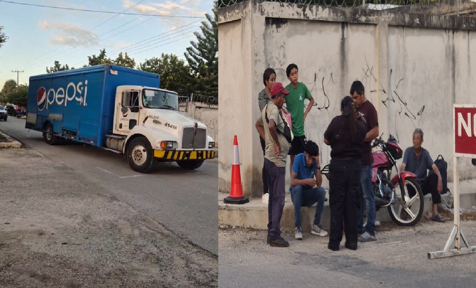 Un camión refresquero se vuela un alto, choca y lesiona a un motociclista en Cansahcab