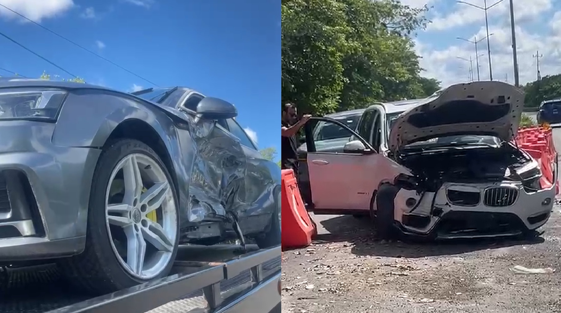 Un auto BMW y un Audi chocan entrando a Progreso, en la curva de desvió a Chelem